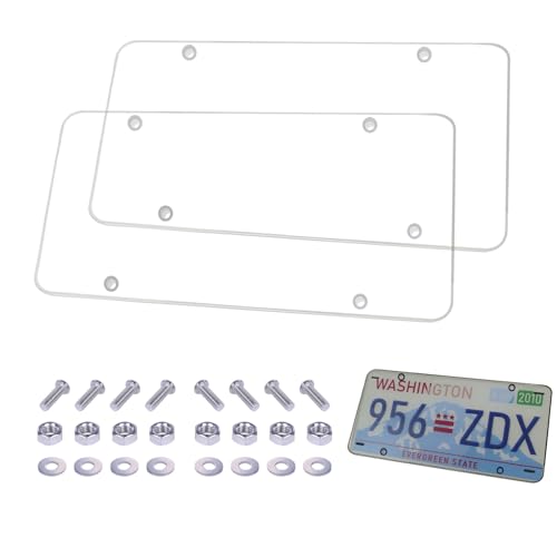 Keyiduid Clear License Plate Covers, Unbreakable License Plate Covers Frame, Clear License Plate Protector, fits Any Standard US Plates, Screws Included, 2 Sets