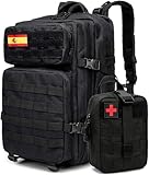 Mochila Táctica Militar 45L con Sistema MOLLE – Mochila Impermeable para Supervivencia y Emergencia, Camping y Outdoor – Mochila Resistente Trabajo y Herramientas + Botiquín MOLLE