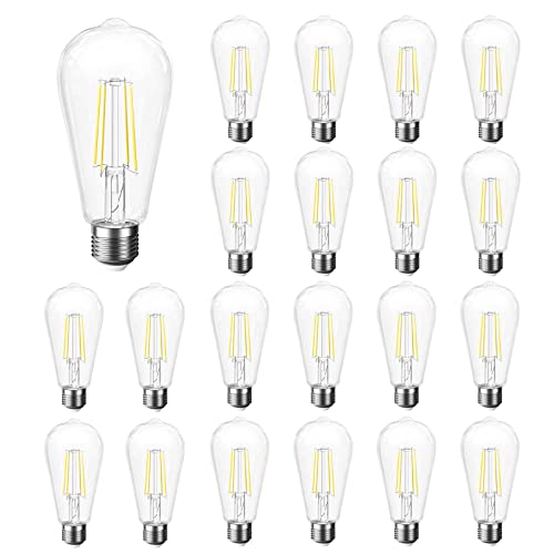 Shinestar 20-Pack E26 Led Bulb 60 Watt, Vintage Edison Light Bulbs, Bright White 4000K, Non-Dimmable #TOP27