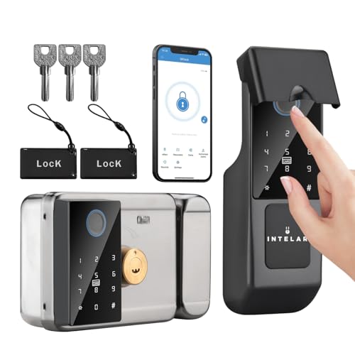 Fechadura Inteligente para Porta de Entrada, Fechadura Eletrônica com Teclado Digital que Funciona com o APP Tuya, Preto, para Porta de Ferro uso externo/Porta de Alumínio, IP65
