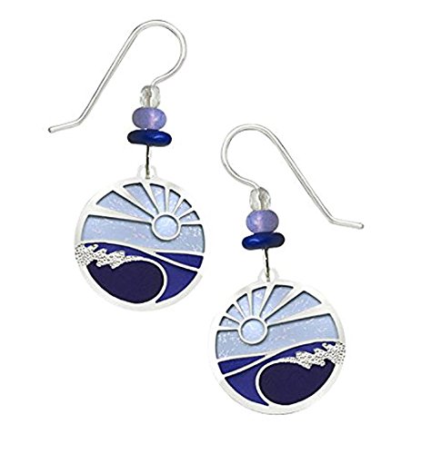Adajio Earrings in Periwinkle Blues With Silvertone Foaming Waves Overlay