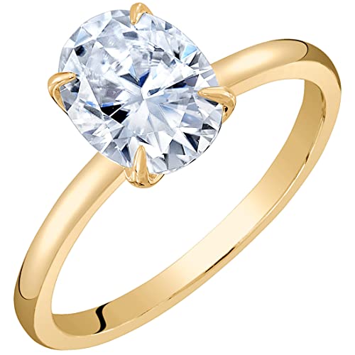 Peora 2 Carats Brilliant Oval Moissanite Engagement Ring For Women 14K Yellow Gold, Petal Solitaire Design, D-E Color, Vvs Clarity, Size 9 #TOP14