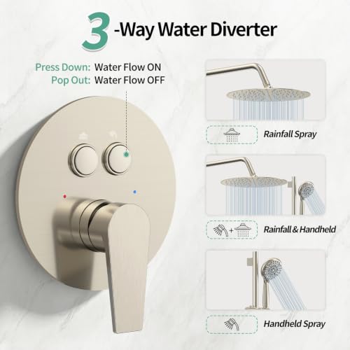 Image of SR SUN RISE 12 inch Shower Faucet Set with Shower Slide Bar,Brushed Nickel