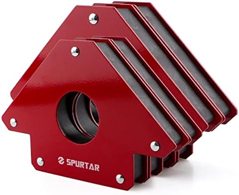 Spurtar 50 LB & 75LB Welding Magnet - 4 Pieces Strong Welding Magnets and Clamps Magnetic Welding Holder, Arc Electrode Holder Welder, Welding Accessories and Tools 45,90,180 Degree Magnet Squares