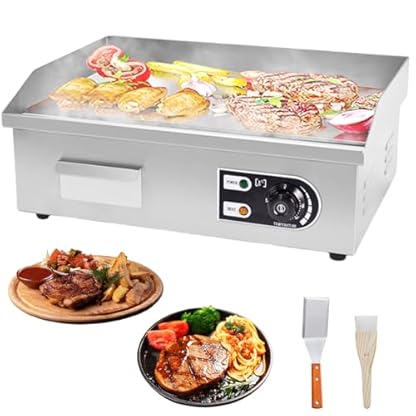 Elektrischer Tischgrill,Elektrogrill, antihaftbeschichtete und abnehmbare Duo-Platten Teppanyaki-Grillplatte 5 Grillstufen, mit Wind-/ Spritzschutz & Auffangschale für Barbecue Cooking