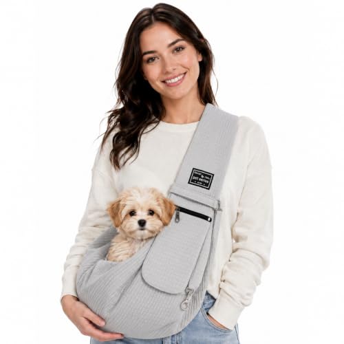 Dog Sling Carrier for Small Dogs, Puppies, Cats & Senior Dogs, Crossbody Pet…