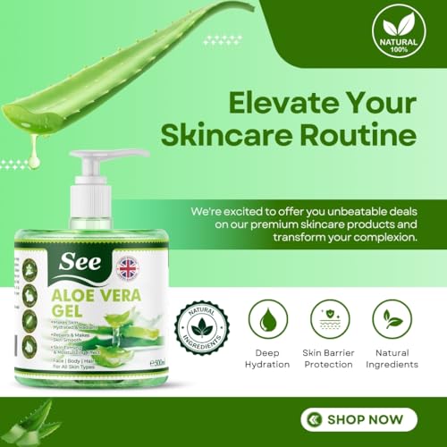 Organic Aloe Vera Gel for Face, Hair and Body - 99.75% Pure, Natural Soothing Hydrating Moisturiser Aloe Gel Rich in Vitamins - Great as After Sun Lotion for All Skin Types (500 ml). - Image 6