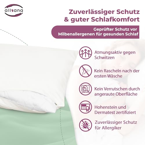 Allsana Allergiker Kissenbezug 80x80 cm | Allergie Bettwäsche | Anti Milben Encasing | Milbenschutz für Hausstauballergiker | allergendichter Zwischenbezug für das Kopfkissen | Hohenstein zertifiziert
