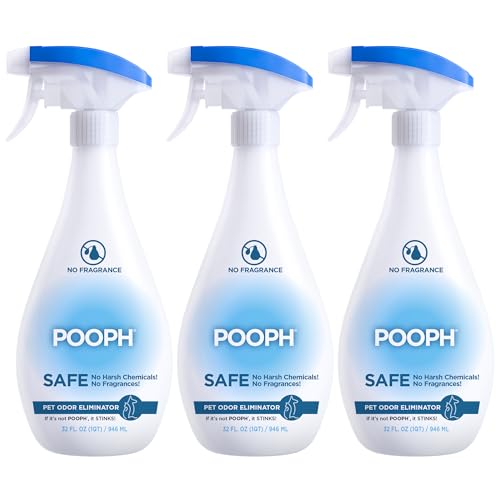 POOPH® Pet Odor Eliminator Spray – 32oz Single & 32oz 2-Pack Bundle – No Fragrance, No Harsh Chemicals, Safe for Pets & People, Eliminates Odors Fast – Home, Auto, Furniture & More