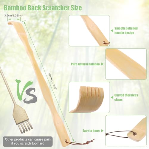 HOFASON 2 Pack Wooden Bamboo Back Scratcher for Adults Men Women, Gifts for Seniors, Small Funny Christmas Gifts for Elderly Men Women, 16.5 Inch Long Handle Back Scratchers Easter Basket Stuffers - Image 3