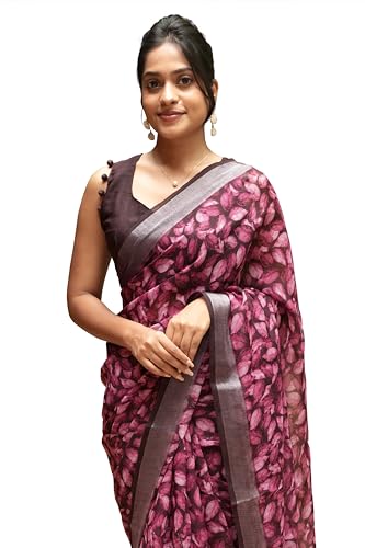 Image of MIRCHI FASHION Saree for Woman Cotton Blend Printed | Traditional Ethnic Sari for Ceremonial Use and Farewell with Blouse Piece