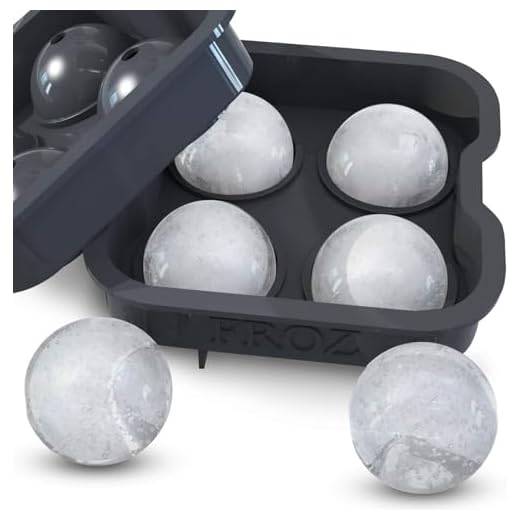 Housewares Solutions Froz Ice Ball Maker – Novelty Food-Grade Silicone Ice Mold Tray With 4 X 4.5cm Ball Capacity