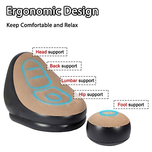 Color Tree Inflatable Deck Chair With Ottoman, Household Air Pump, Air Lazy Sofa Set, Inflatable Lounge Chair Blow Up Couch For Kids & Adults, Indoor & Outdoor #TOP1