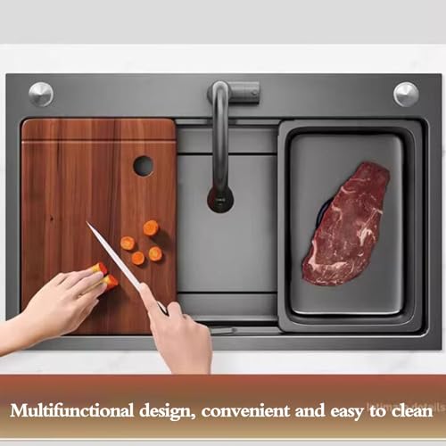 Fregadero para restaurante y cocina con tabla de cortar incorporada 4