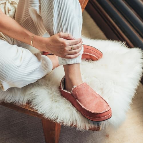 Image of OLUKAI Nohea Slipper, Women's Slip-On Shoes, Genuine Shearling & Premium Nubuck Leather, Drop-In Heel Design, Cozy & Ultra-Soft Comfort Fit