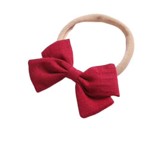 AIMALL 2 PCS Baby Girl Infant Toddler Linen Elastic Bow Hairband Headband Hair Clip - Adorable Hair Accessory