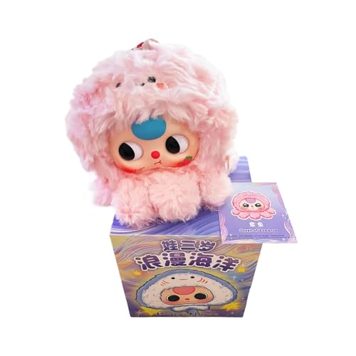 CALEMBOU Plush Doll Blind Box Figure, 5'' Cute Stuffed Animal Blind Plush Mystery Box, Kawaii 1 of 8 Possible Mystery Collectible Soft Charm Plush Keychains Xmas Birthday Gifts (Romantic Ocean Series)
