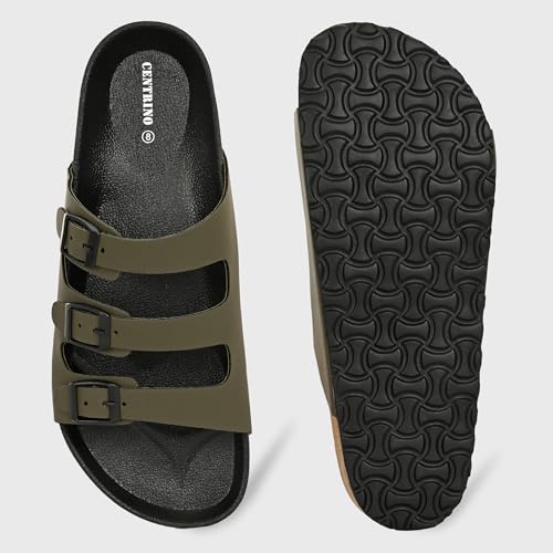 Image of Centrino Men's Berkin-Style Slip-On Sandals | Open Toe Design | Soft PU Footbed | Lightweight & Comfortable | Arch Support | On-Grip Sole | Casual Outdoor Wear (9208)
