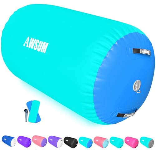 AWSUM Air Roller Gymnastics Barrel Inflatable Tumbling Mat Back Handspring Trainer for Octagon Mat...