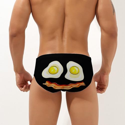 Fried Eggs Bacon Funny Smiling Face Funny Swim Briefs for Men Bikini Swimsuit Low Rise Short Surfing Briefs Swimwear2