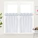 IDEALHOUSE White Tier Curtains,Waffle Woven Textured Short Window Curtain for Cafe,Bathroom,Kitchen & Kids Bedroom Rod Pocket Curtains (2 Panels, 30Inch Wide by 24Inch Long)