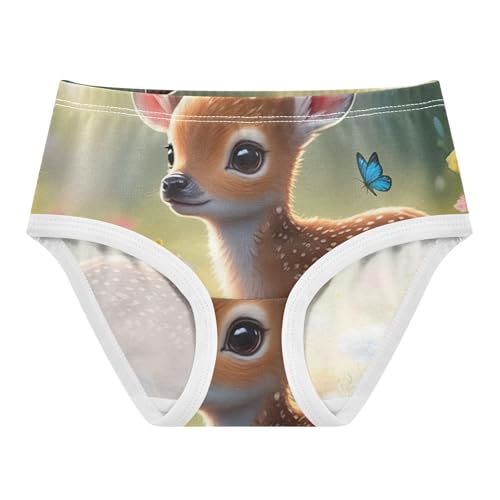 Toddler Underwear Custom 2t Cotton Girl Panties Cute Bright Kids Briefs Undies Cute Deer Sunlit Wildflower