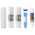 Proline Plus RO Replacement Compatible Filter Kit - Made in USA 1-Year Supply Includes 5 Filters: Reverse Osmosis Membrane, Carbon Block Filters, Sediment Filter, and GAC Cartridge