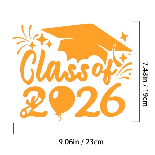 Image of 2xClass of 2026 Car Sticker & Graduation Hat Sticker Removable Graduate Decal Car Decal 8 inchx 7.1 inch Waterproof Vinyl Decals Arts & Crafts for Graduation Party Decorations(Yellow)