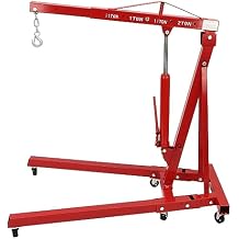 2 Ton Engine Hoist Folding Engine Lift with Six Universal Wheels Folding Shop Crane Heavy Duty Steel Hydraulic Shop Engine Crane for Car Fixing & Workshops & Garages, 4409 Lbs