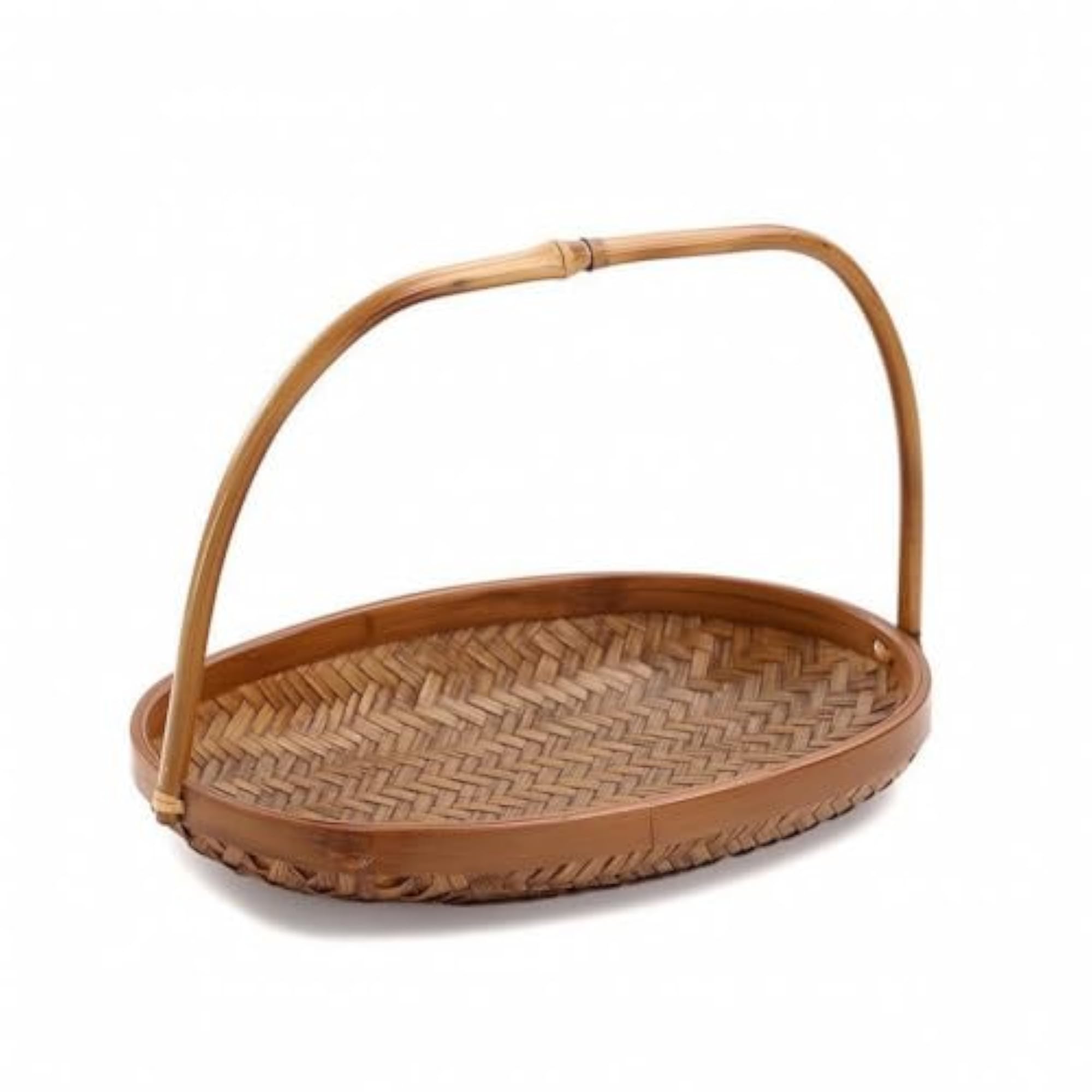 Handwoven Bamboo Basket with Handle