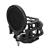 Adjustable Microphone Shock Mount Filter for Neumann U87, Professional Mic Holder Clip with Dual - Layer Pop Filter, Fits 24mm Dia Mics, for Studio Stage Broadcast #1