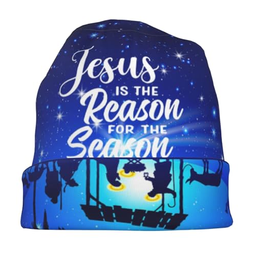 Gorro Jesus is The Reason for The Christmas Season para homens e mulheres de tricô quente casual bon