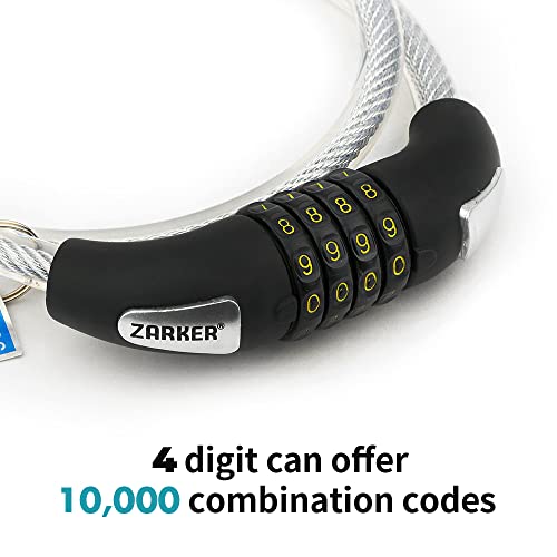 Zarker No90 Bike Lock - 3 Feet High Security 4 Digit Resettable Combination Coiling Bike Cable Lock, 0.9M X 12Mm - 1Pack(White) #TOP3