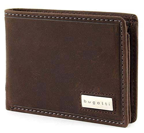 Preisvergleich Produktbild bugatti Hunter RFID Coin Wallet with Flap Metal Logo 4CC Brown