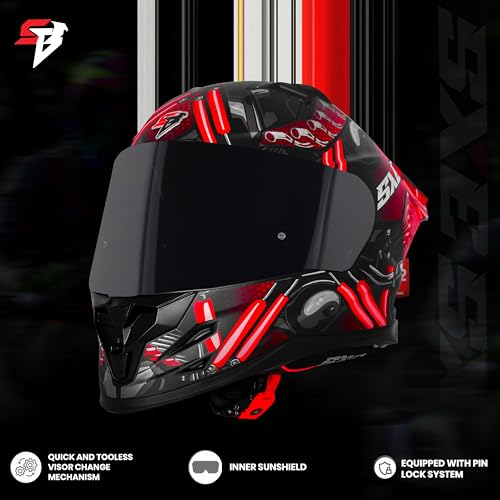Image of Steelbird SBH-61 SXE X2 Pinlock ISI and Dot Certified Full Face Helmet for Men and with Inner Silver Sunshield