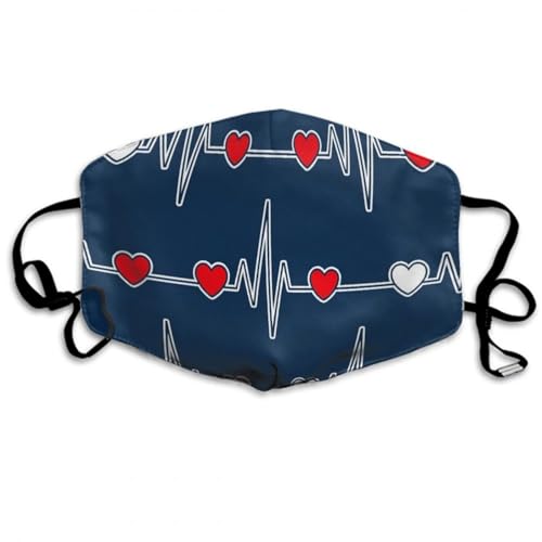 WUXEKZO Unisex Kids Breathable Protective Masks Scarf Dust Proof Windproof Face Nose Cover, Calling All Nurses Heart Beat Art Mouth Protection for Outdoor Cosplay Cycling
