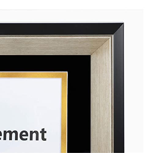 Space Art Deco, 11X14 Black Silver Design Diploma Frame Black Over Gold Double Mat For 8.5X11 Certificates And Documents Sawtooth Hangers Wall Mount (1-Pack, Black/Silver) #TOP3