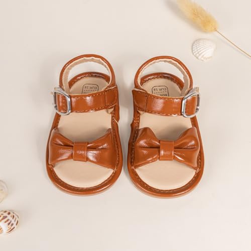 Image of Babelvit Infant Baby Girl Boy Sandals Comfort Premium Summer Outdoor Casual Beach Shoes with Flower Bowknot Anti Slip Rubber Sole Newborn Toddler Prewalker First Walking Shoes