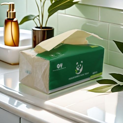 Image of Soft Durable Bamboo Facial Tissues - 3 Ply Natural Unbleached Facial Paper Dry or Wet Use 12 Packs(134 Tissue per Pack, 1608 Tissues Total)