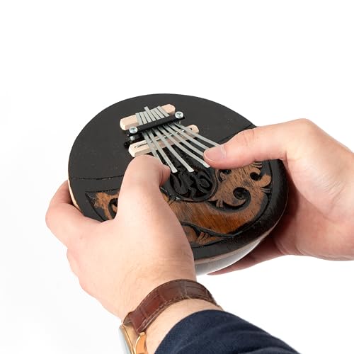 Honestly Made carved coconut thumb piano, Black/Brown - Image 4