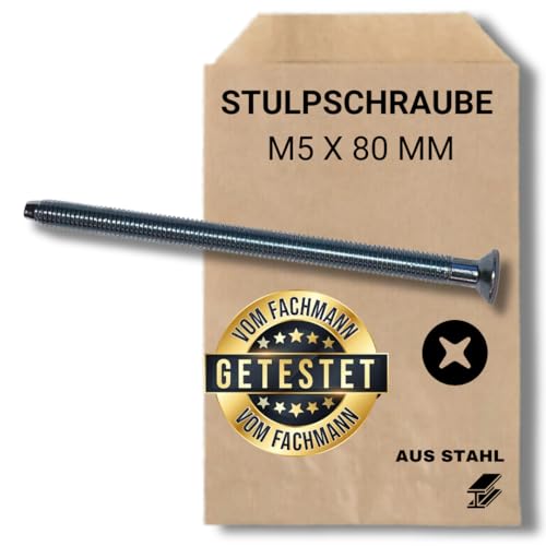 Standard Zuverlässige Zylinderbefestigung: Stulpschraube M5 x 80 mm Zur Zylinder Befestigung, Gewinde mit Spitze, verzinkt