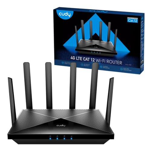 Cudy Routeur WiFi 4G LTE Cat 12, routeur Modem LTE, routeur cellulaire Double SIM 4G, Wi-FI Double Bande AC1200, 4 Ports Gigabit, OpenVPN, WireGuard, Verrouillage de Bande, TTL, à la Commande, LT12