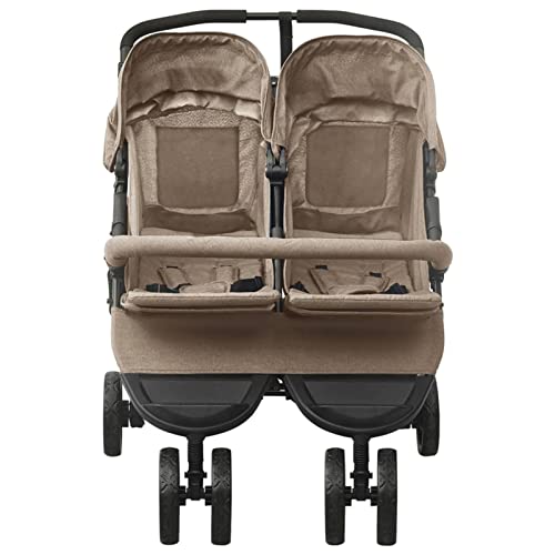 Geschwisterwagen, ZEYUAN Zwillingskinderwagen, Doppelkinderwagen, Geschwisterbuggy, Double Stroller, Taupe Stahl