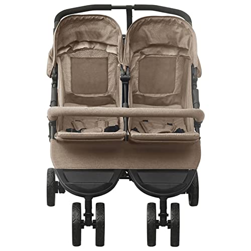 Chenshu Geschwisterwagen, Zwillingskinderwagen, Doppelkinderwagen, Geschwisterbuggy, Double Stroller, Taupe Stahl, Schwarz und Grau