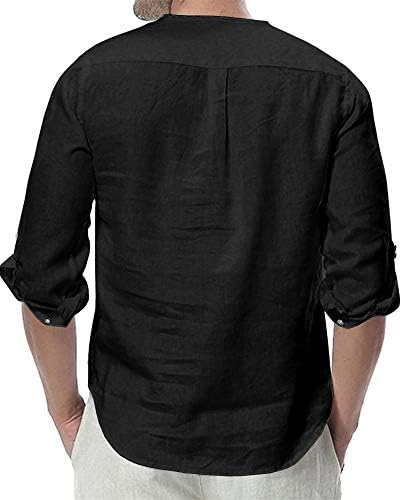 Enjoybuy Mens Henley Neck Casual Linen 