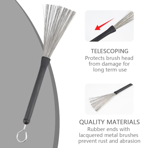 FERCAISH 2 x Drum Broom Jazz Broom Drum Brushes Retractable Drum Broom with Comfortable Rubber Handles Drum Bushes Sticks Retractable - Image 3