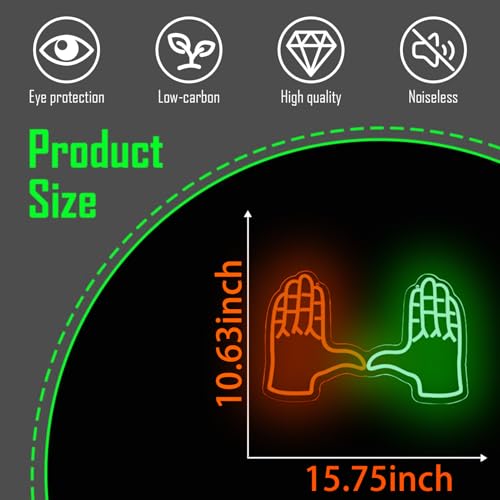 Acrossoce University Football Hand Sign for Wall Decor, Sports Hand Orange and Green U Neon Light Dimmer for Dormitory Decor,USB Power Lights for Man Cave, Bedroom, Game room Decor and Sport Fans Gifts by Acrossoce - Used condition - Image 6