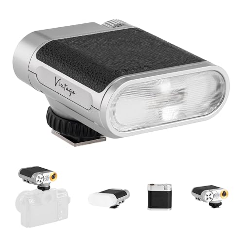 VILTROX Vintage Z1+ Retro On-Camera Flash for Beginners, GN12 Mini Flash with 7-Levels for Portrait, Single-Contact Hot Shoe Flash Speedlight for Camera Sony Fujifilm Canon Nikon Olympus