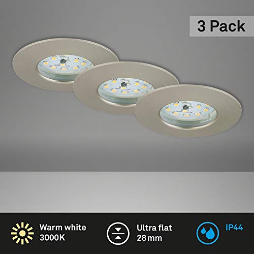 BRILONER LED Einbauleuchten Attach matt-nickel 3er Set Deckenspot Lampen
