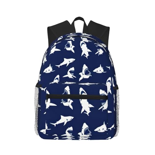 Sac à dos de voyage à double bandoulière ergonomique motif requin